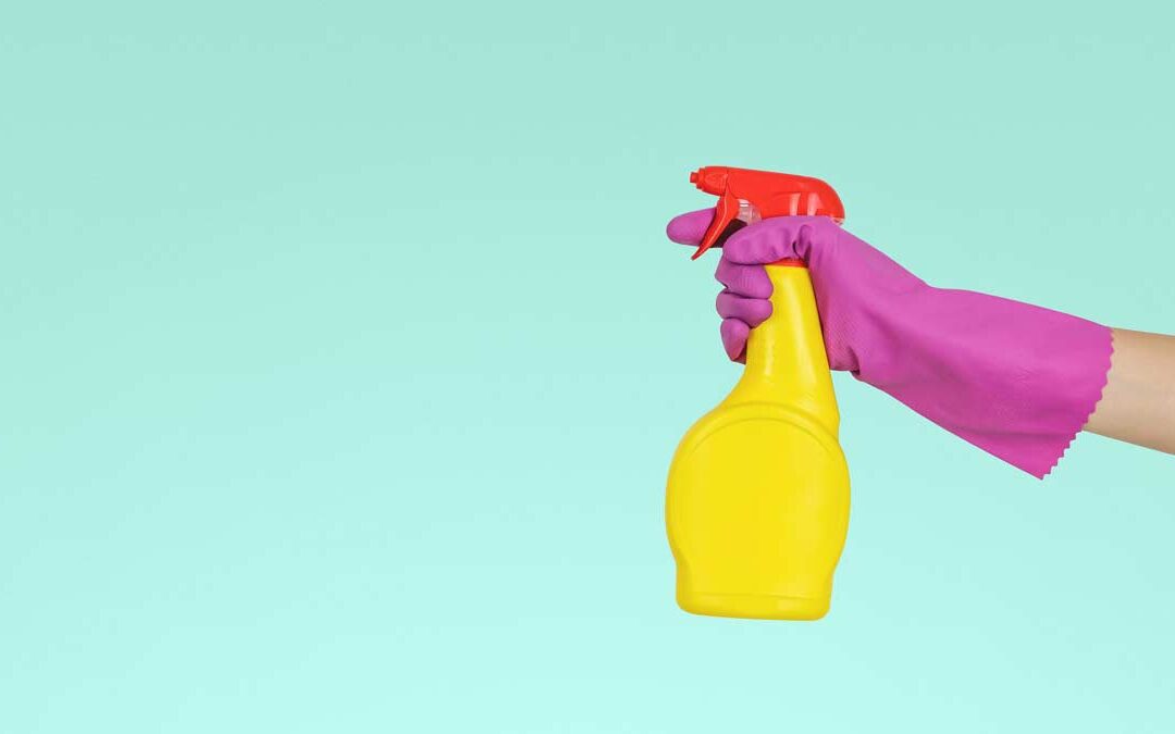 Yellow Spray bottle on a Turq background